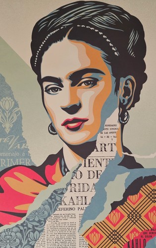 Shepard Fairey HAND SIGNED Frida Khalo Art Print The Woman Who Defeated Pain - Picture 2 of 7