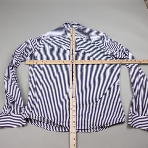 Aberchrombie & Fitch Button Up Shirt Large Muscle Blue Striped Mens - Picture 5 of 8