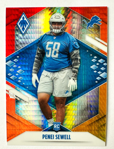 Tarjeta Panini Phoenix Penei Sewell Fire Burst Prizm 2021 #143 ¡Estrella de los Leones novato! - Imagen 3 de 3