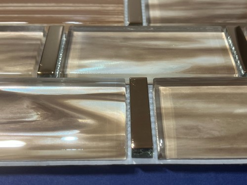 NY92 Brown Glass Rectangle Mosaic Tile Kitchen Bathroom Backsplash - Picture 4 of 4