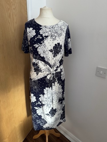 Laura Ashley Floral Twist Knot Jersey Dress UK Size 14