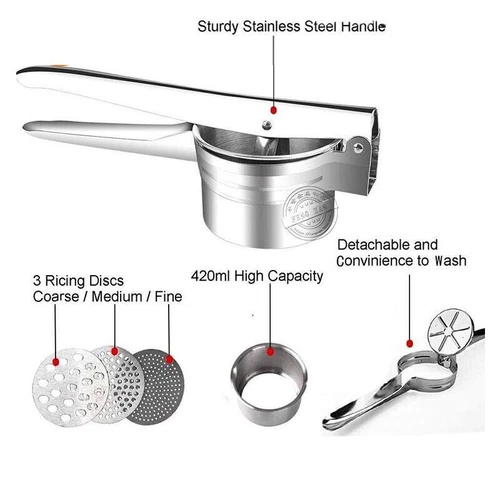 Potato Press Stainless Steel Spätzle Press Spaghetti Ice Cream Press 3 in 1 DE - Bild 6 von 13