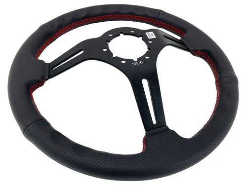 1969-94 Chevy Camaro IROC Z28 Perforated Black Leather 6-Bolt Steering Wheel Kit - Picture 4 of 10