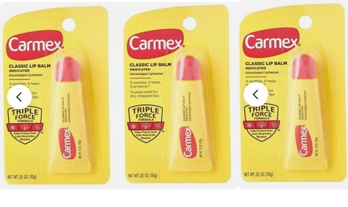 Carmex Classic Medicated Lip Balm External Analgesic Dry Relief 0.35oz Lot of 3 - Picture 1 of 3