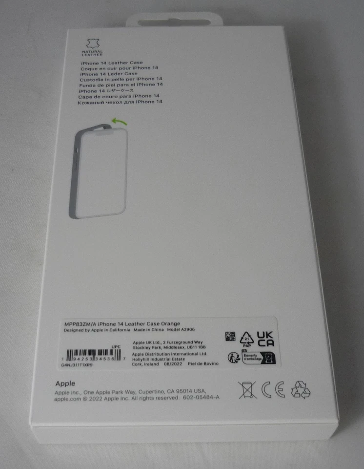 Genuine / Official Apple iPhone 14 Leather Case - Orange - New - Image 3 of 4