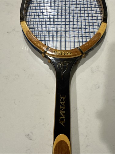 Vintage Wilson Advantage Wooden Tennis Racket 4.5, Chris Evert Case + Press - Picture 5 of 14
