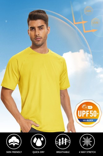 UPF 50+ Mens Performance Sun Shirts Short Sleeve Quick Dry Summer Gym Sport Tops - Picture 50 of 84