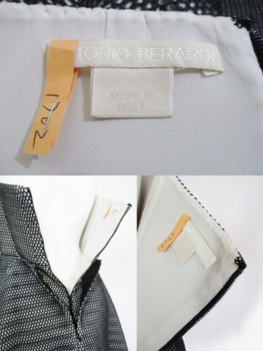 SPLENDIDO ABITO DONNA ANTONIO BERARDI MESH PASSERELLA PEPLUM NERO BIANCO IT 40 UK 8 - Foto 11 di 12