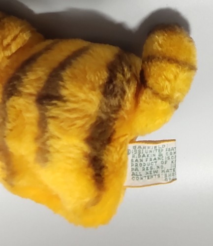 1981 Dakin 5 Zoll Garfield Plüschtier sitzende Katze Stofftier mit Metallknopf - Bild 6 von 12