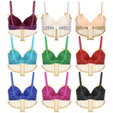 Women Bralette Party Tops Sequins Bra Plastic Beaded Competition Halloween