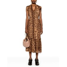  Zimmermann Women's Leopard Crush Flutter Midi Dress Size 4