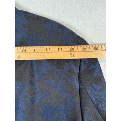 INC International Concepts XL Slim Fit Blau Schwarz Blumen Jacquard Blazer Jacke - Bild 7 von 10