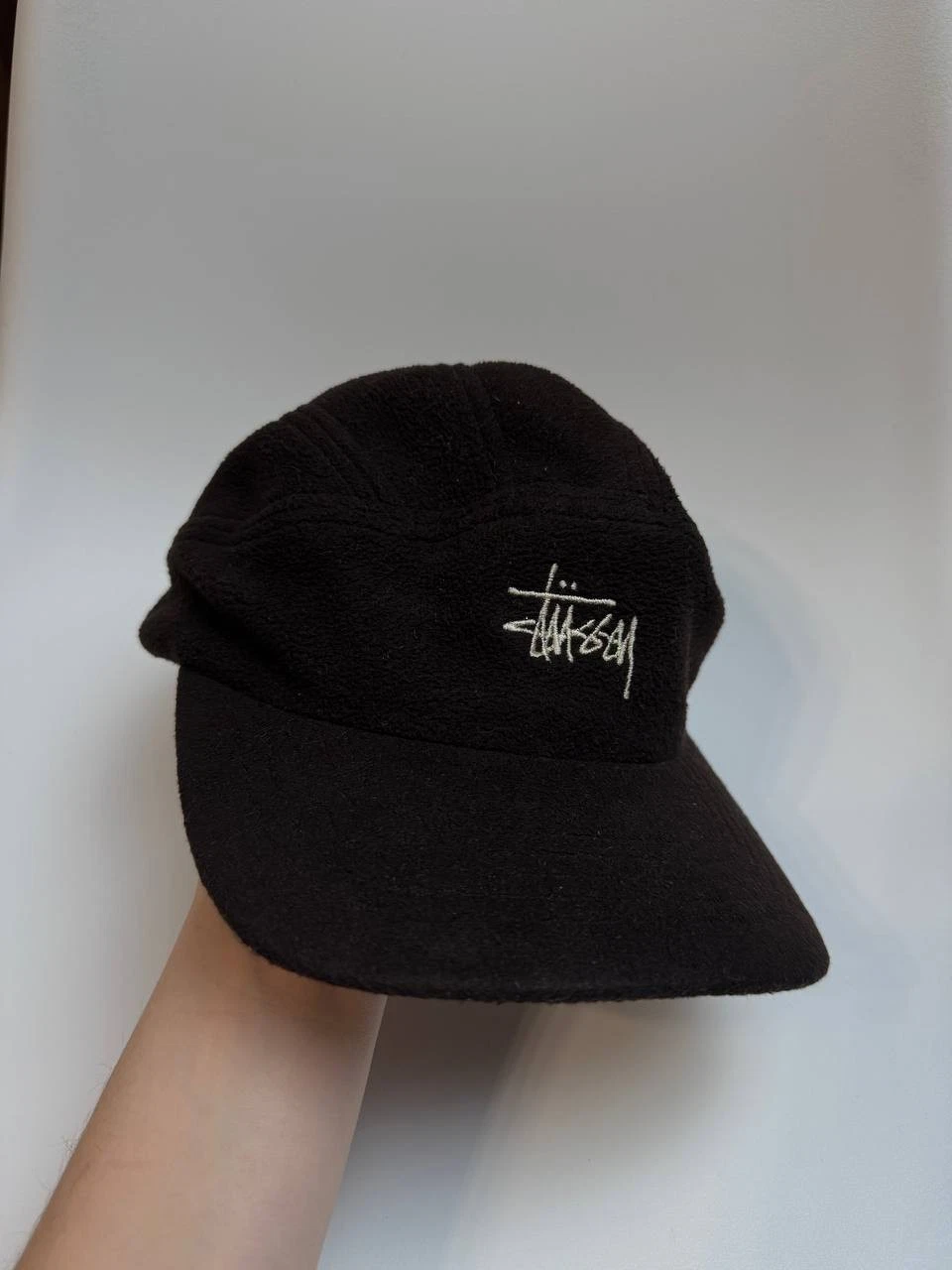 Stussy Polar Fleece Panel Runner Cap Hat Brown Pullcord Adjustable Size S
