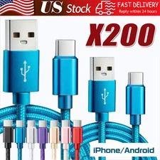 Braided USB to Type-C Fast Charging Data SYNC Charger Cable Cord 3/6/10FT Lot