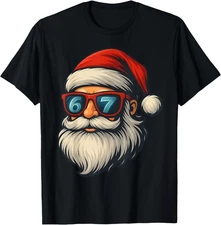 Funny 6 7 Six Seven Meme Santa face Christmas Retro Men T-Shirt , UNISEX Tee