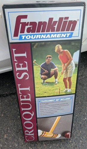 Vtg NIB Franklin Tournament Wood Croquet Set- 6 Players Complete Set -NEVER USED