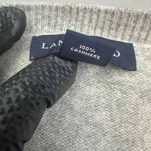Lands' End Sweater Mens XL Gray 100% Cashmere V Neck Soft Lightweight Pullover - Picture 3 of 17