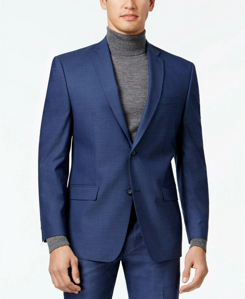 Traje Marc New York Para Hombre Calce Ajustado 2 Piezas 42 R/35 Cintura Azul Elástico Foto 3 de 3