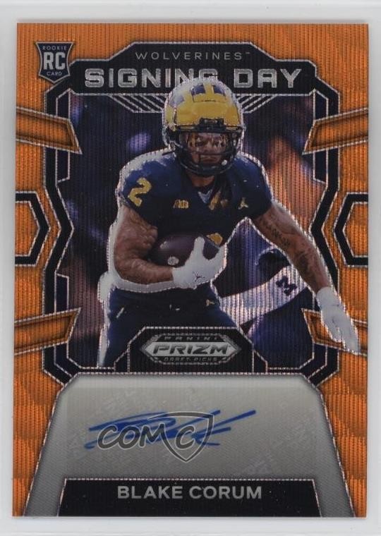 2024 Panini Prizm Draft Picks Orange Wave 72/75 Blake Corum Rookie Auto RC 4at