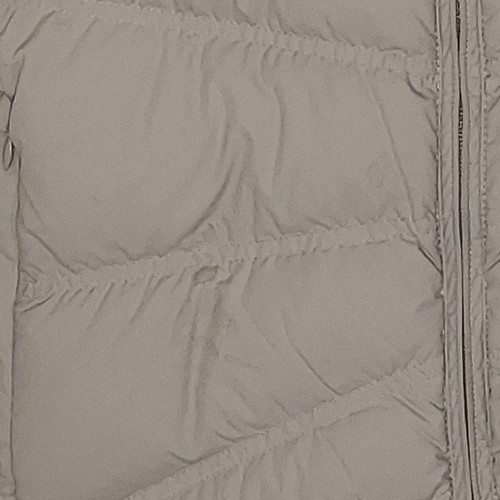 LL Bean Damen Gänsedaunen gefütterte Jacke Mantel grau beige neutral durchgehender Reißverschluss Taschen - Bild 3 von 18