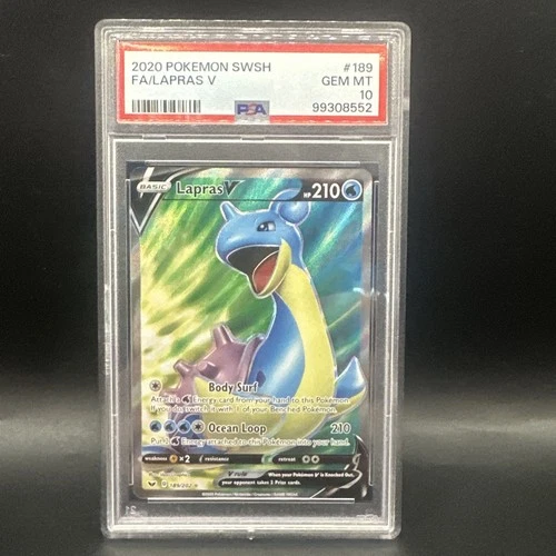 Pokémon Lapras V Full Art 189/202 Sword & Shield Ultra Rare PSA 10 Holo