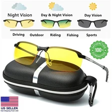Polarized HD Day & Night Vision Glasses for Men Women Driving Aviator sunglasses