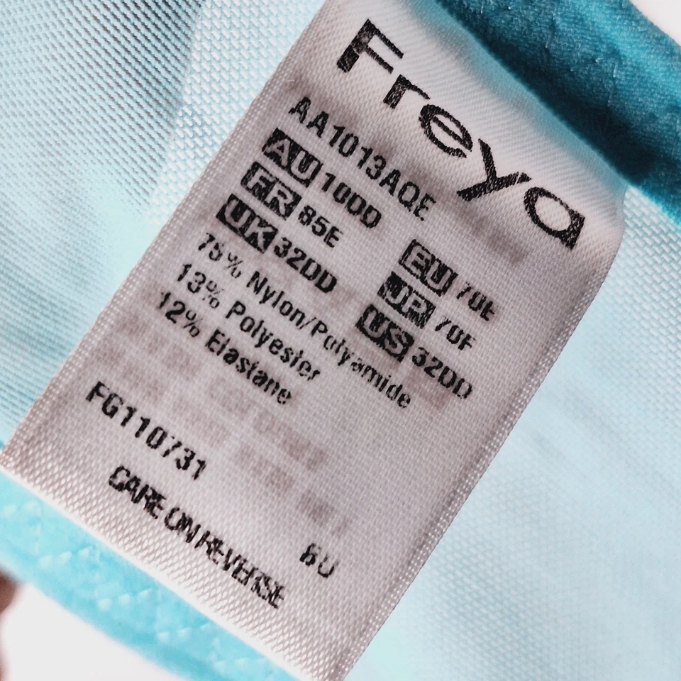 Sujetador Freya Fancies Media Copa Acolchado 32DD Azul Azul Verde Encaje Coqueta Con Aros Foto 4 de 4