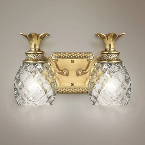 Hinkley Bath Plantation Small Two Light Vanity 13" Burnished Brass - Picture 1 of 8