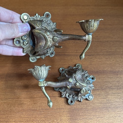 Antique Art Nouveau Solid Brass Two Pot Ink Well/ Candle Holders Desk Set - Picture 8 of 15