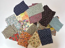 Vintage Mixed Lot 45+ Pieces Floral Cotton Fabric Quilt Flowers Scraps Assorted