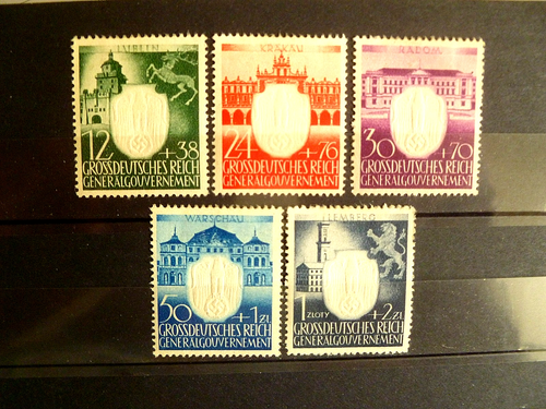 German Reich occupation of Poland in World War 2, 1939-1944, complete set of 5.