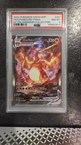 2022 POKEMON SWSH BLACK STAR PROMO #261 FULL ART/CHARIZARD VMAX PSA 8