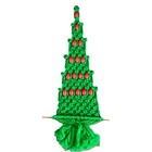 VTG Hand Made Macrame Christmas Tree Red Wood Beads Wall Hanging MCM Retro 29"