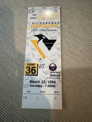 1996 Pittsburgh Penguins vs Sabres Ticket stub 3/23 Mario Lemieux Jagr goal