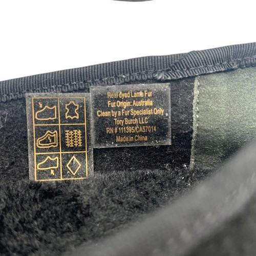 Tory Burch Billy Logo Fell gefütterte Samt Hausschuhe flache Schuhe Halbschuhe schwarz Größe 9M - Bild 7 von 7