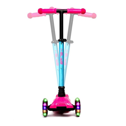 i-Glide Kids Toddlers 3 Wheel Scooter LED Light Up Wheels - Pink Aqua - Picture 7 of 8