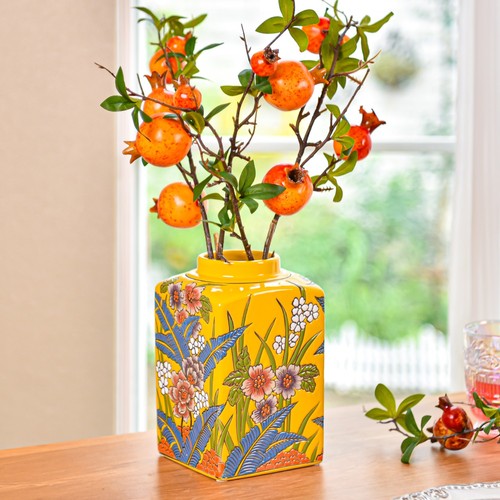 Sungmor Ginger Jar with Lid, Ceramic Square Floral Patterns Porcelain Vase Decor - Bild 19 von 22