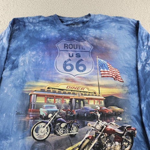 The Mountain Shirt 3XL Blue Tie Dye Route 66 DIner Motorcycle Biker Americana - Picture 4 of 14