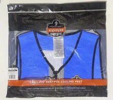 Ergodyne Chill-its 6667 Wet Evaporative Vest L Blue Gray Cooling Work Gear NEW