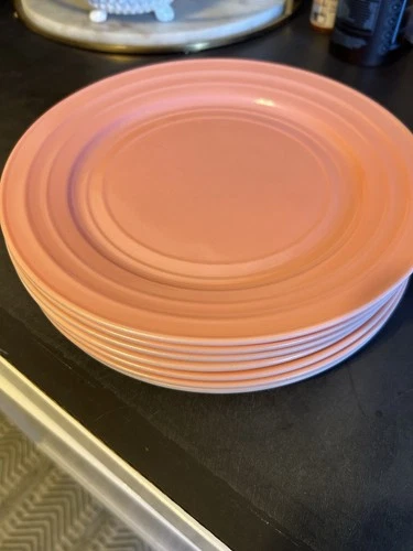 7 Pink Hazel Atlas Modern Tone 9" Dinner Plates