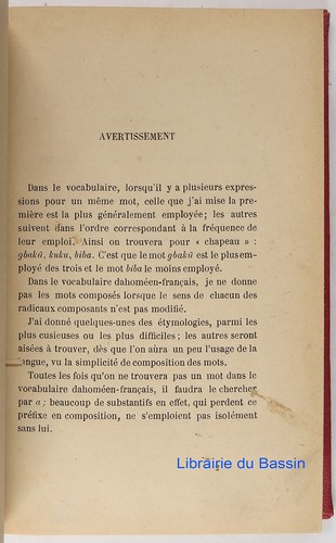 Manuel Dahoméen Grammaire Chrestomathie Dictionnaire FR-Dahoméen Delafosse 1894 - Picture 3 of 10