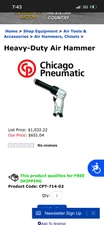 Chicago Pneumatic CP714 Heavy Duty Air Hammer - Handles Wide Range of Uses
