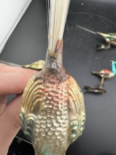 Antique Set Of Four German Mercury Glass Peacock Ornaments Various Sizes Read* - Picture 11 of 22