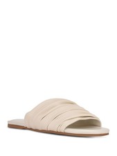 MARC FISHER Womens Ivory Ruched Padded Oswin Round Toe Slip On Slide Sandals 7 M