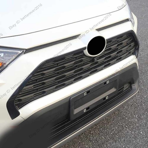 Carbon fiber Front Grille Grill Cover Trim Strips Fit Toyota RAV4 2019-2024 2025 - Picture 7 of 10