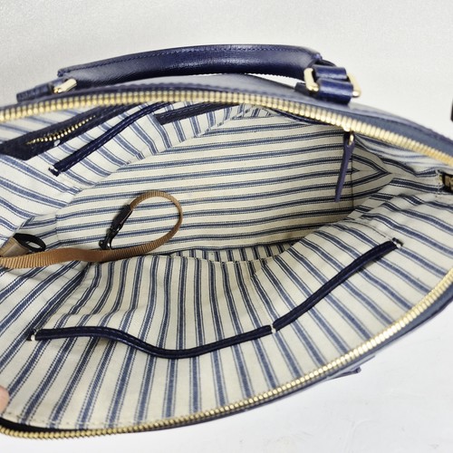 Dooney & Bourke Saffiano Leder Reißverschluss Umhängetasche Handtasche blau gold Hardware Crossbody - Bild 9 von 20