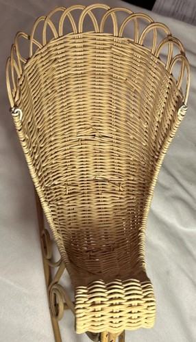 Vintage Woven Wicker Santa Sleigh Basket Sled Modern Farmhouse Cottage Core - Bild 3 von 6