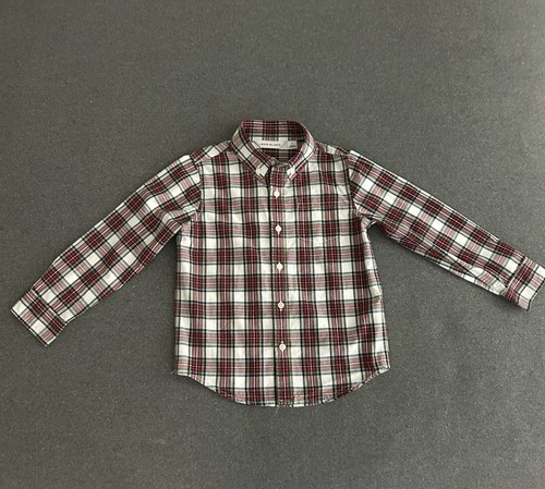 Janie and Jack Boys Shirt Button Down Plaid Tartan Christmas Red Preppy Long Slv - Picture 3 of 13