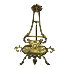 Vintage Large Victorian Style Ornate Brass Tabletop Display Easel