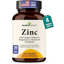 Zinc 30Mg with Copper, Selenium & Vitamin D3 | 120 Capsules | Magnesium, Vitamin